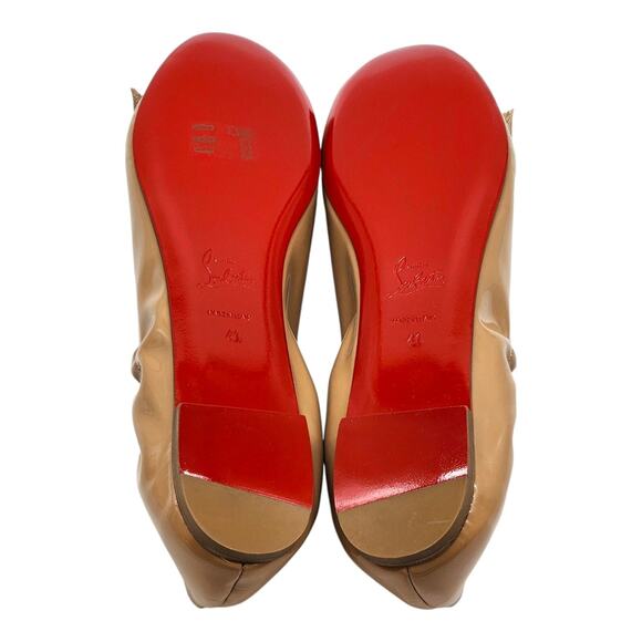 Christian Louboutin Gloriana Patent Leather Ballet Flats Nude EU 41 US 10.5